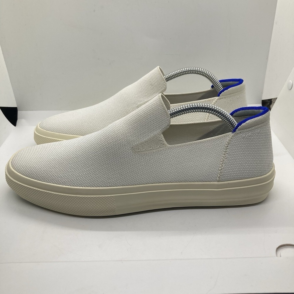 Rothy's White Slip-On Sandals with Blue Accents